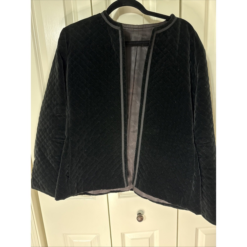 Women's Vintage Joseph‎ Picone Quilted Black Velvet Jacket Sz Large